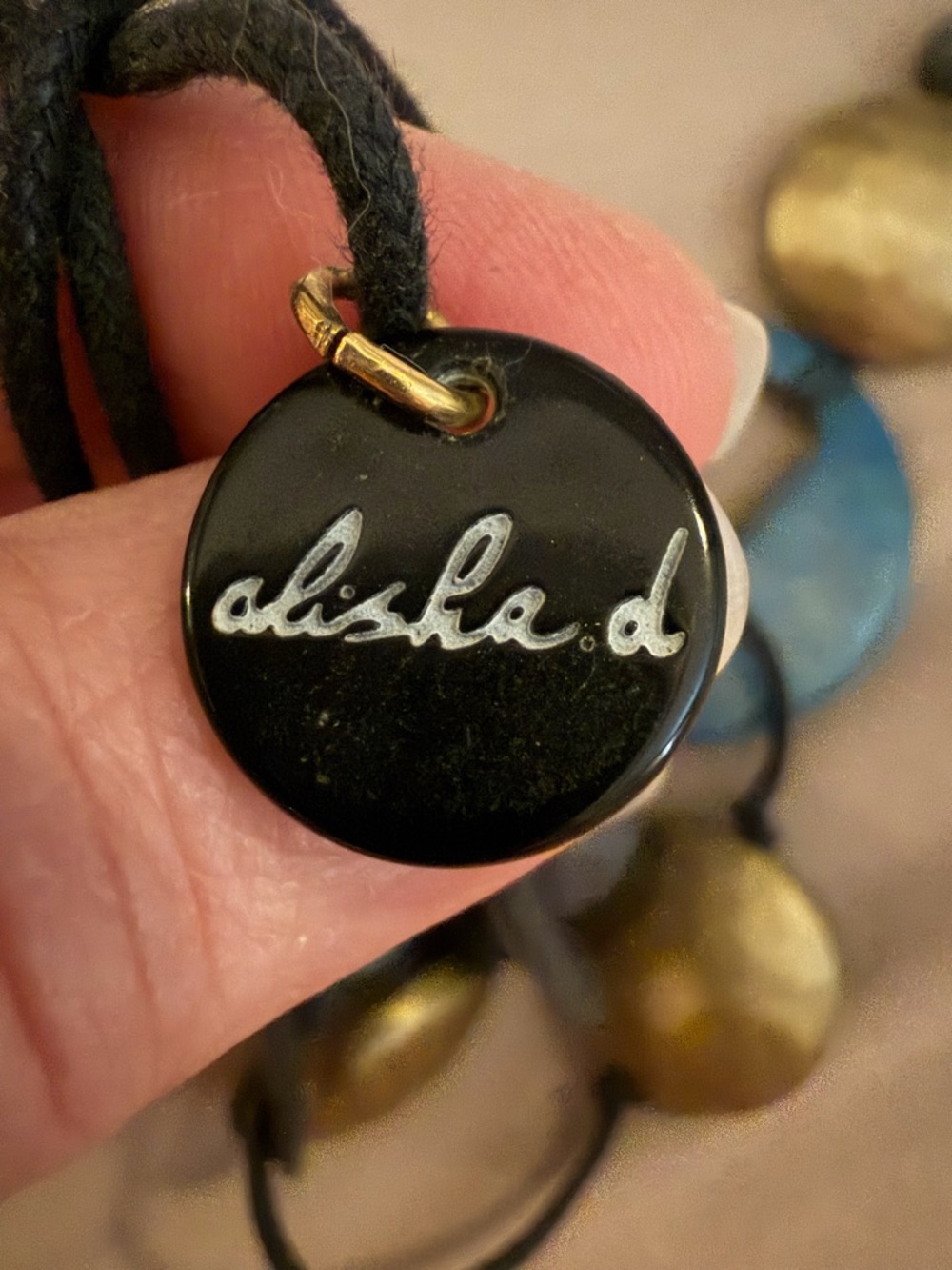Alisha D Boho Blue & Gold Statement Pendant Necklace - Picture 2 of 2
